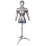Inflatable Female Torso w/ Head & Arms, with MS12 Stand, Silver